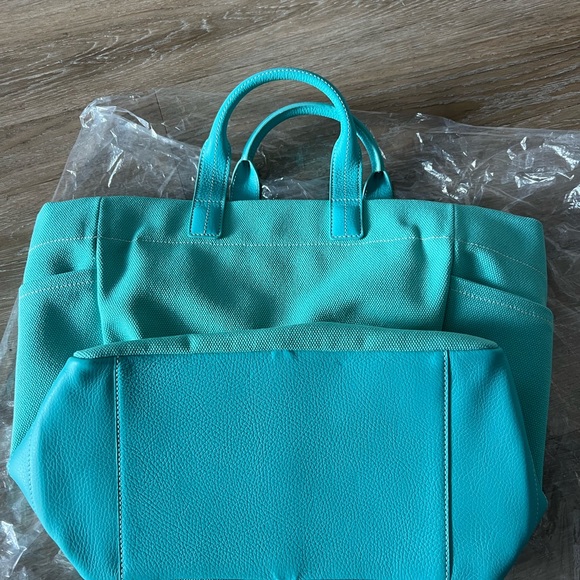 NWOT Tiffany Canvas Tote Bag w/ Leather Trim - Picture 6 of 11